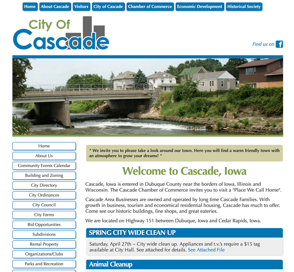 City of Cascade Website