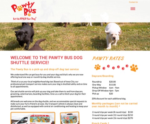 Pawty Bus Website